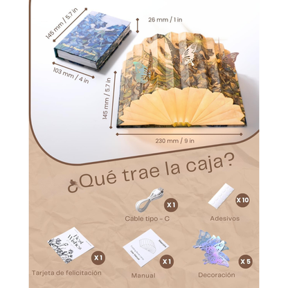 Luz Nocturna Decorativa para Hogar y Lectura / Lámpara de Libro